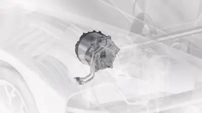 3D Rendering der Motor-Generator-Einheit in einem transparenten LMDh-Prototyp.