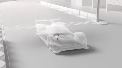 Transparenten LMDh-Prototyp in dem der Inverter hervorgehoben ist.